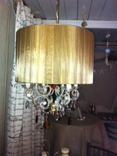 Chandelier Venetian Amber & Ribbon Beaded Swag